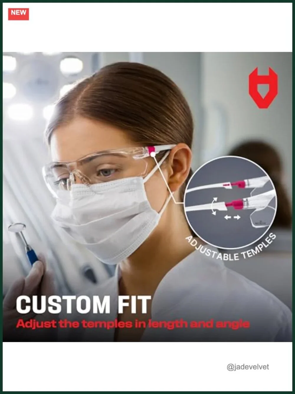 Clear Safety Glasses for Women with Adjustable Frames, Anti-Fog, Scratch